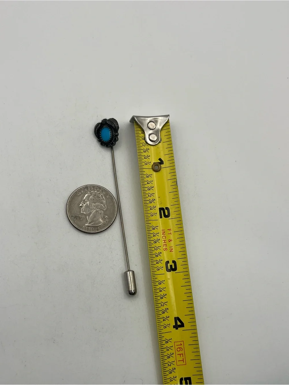 Navajo Native American sterling silver blue stone cabochon stick pin brooch